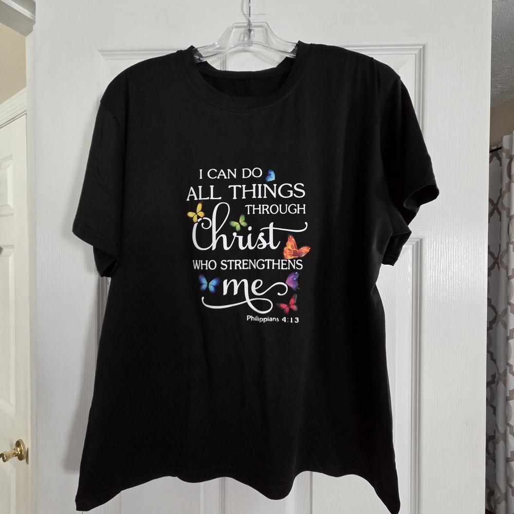 Christian Graphic Tee - Inspirational Philippians 4:13 XL Fits Like Large